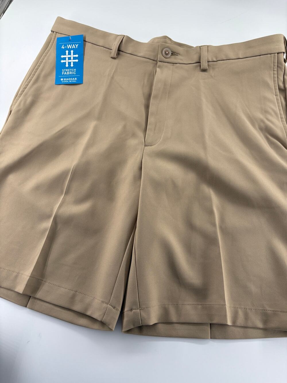 Haggar Cool 18 Pro Short Men's Size 38W Khaki NWT Golf Shorts Expandable Waist